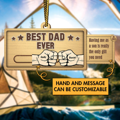 Father - Best Dad Ever - Personalized Wooden Slider Card