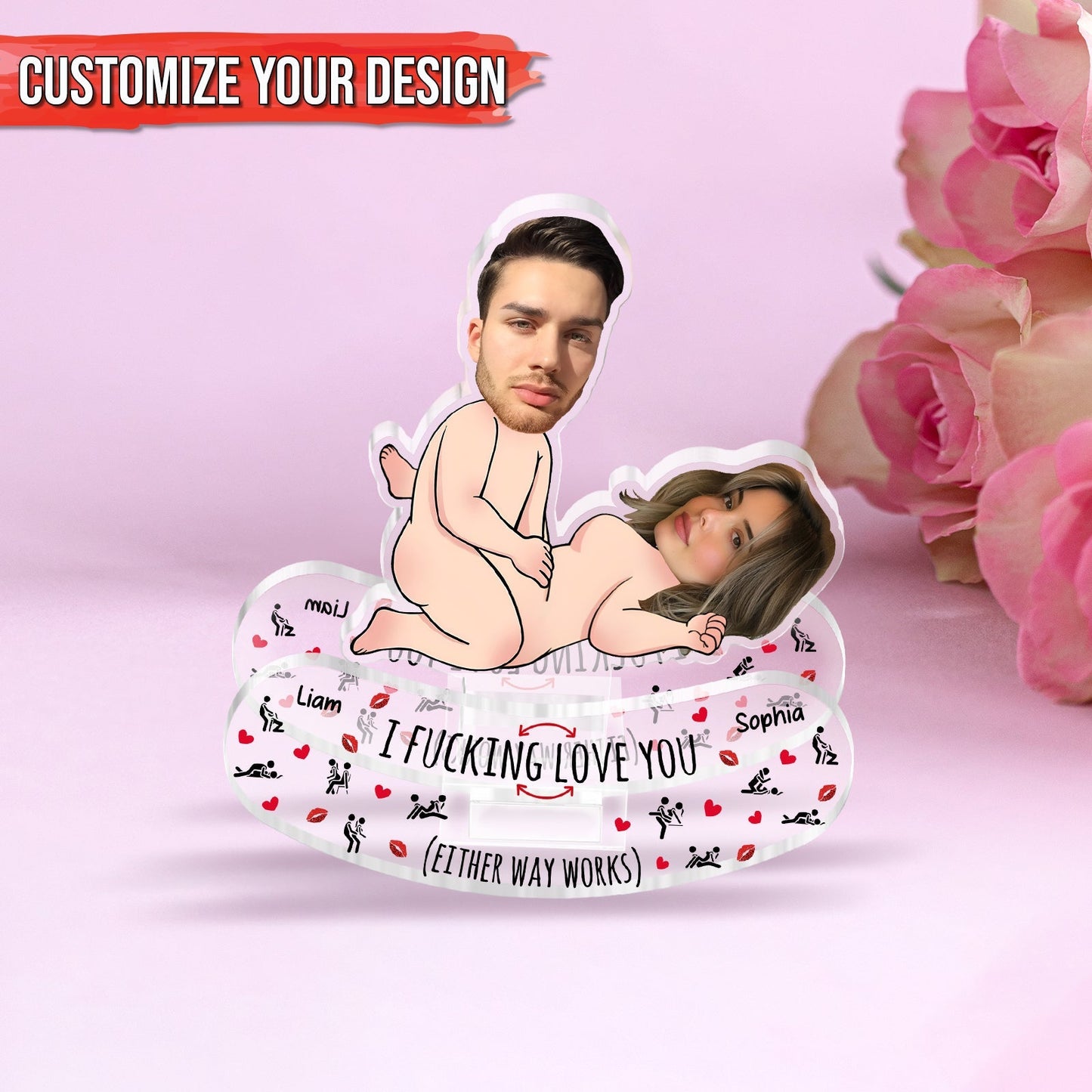 Couple - I F**king Love You - Personalized Custom Photo Shaking Head Standee