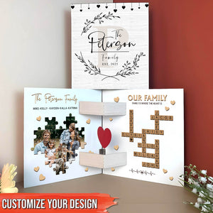 Family - Family Is Where The Heart Is - Personalized Crossword Wooden Invitation