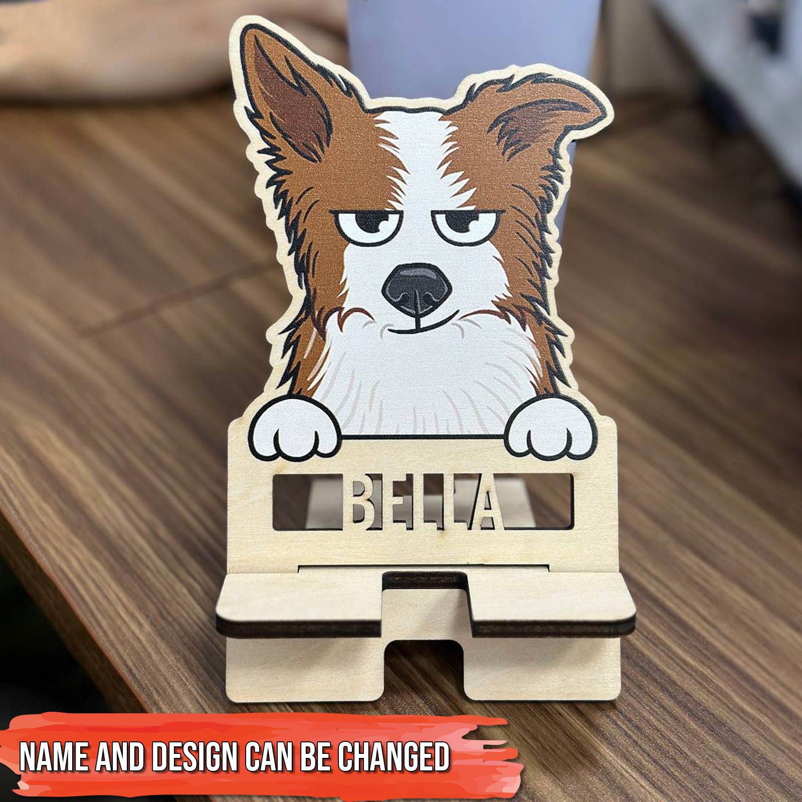 Pet Lover - Paws Up! - Personalized Wooden Phone Holder