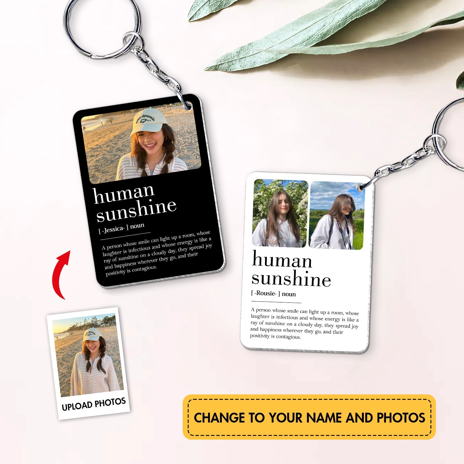 Gift For Friend, Co-worker - Human Sunshine - Personalized Photo Acrylic Keychain