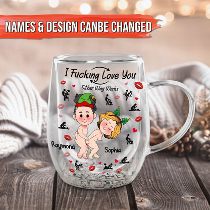 Couple - Fucking Love you - Personalized Double Walled Glass Cup