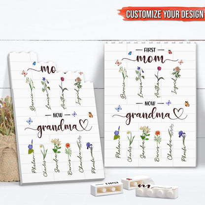 Family - First Mum Now Grammy - Personalized Flower Jigsaw Puzzles