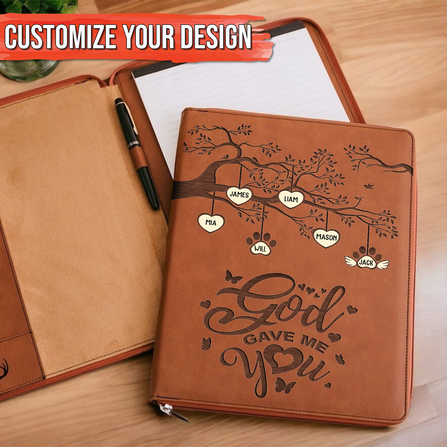 Family - God Gave Me You - Personalized Zipper Portfolio