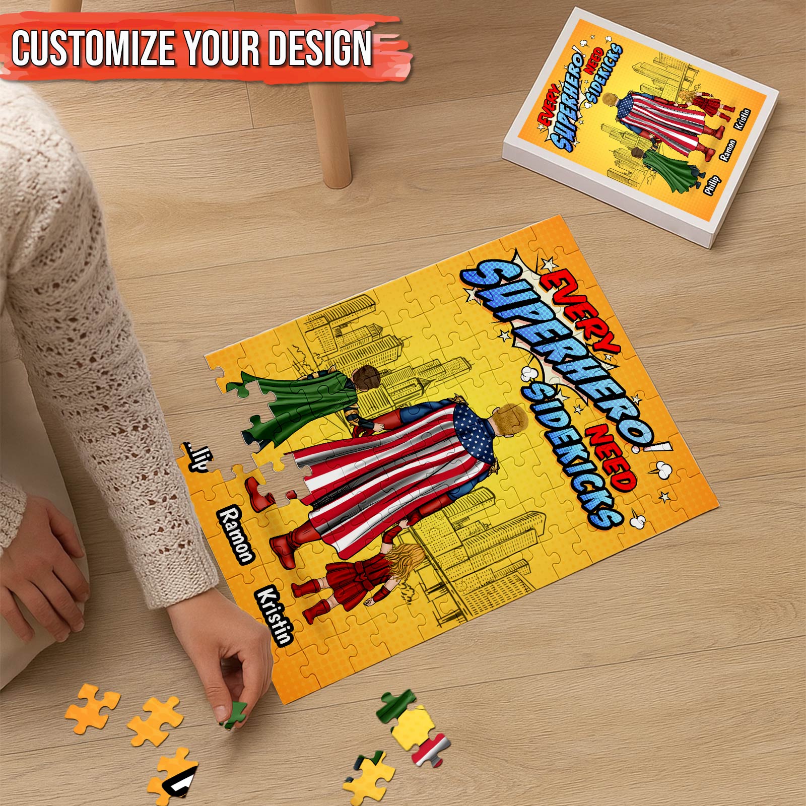 Father - Every Superhero Needs A Sidekick - Personalized Jigsaw Puzzles