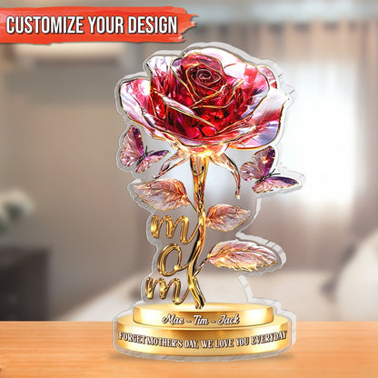 Gift For Mom - Acrylic Rose Mothers Day - Personalized Acrylic Plaque