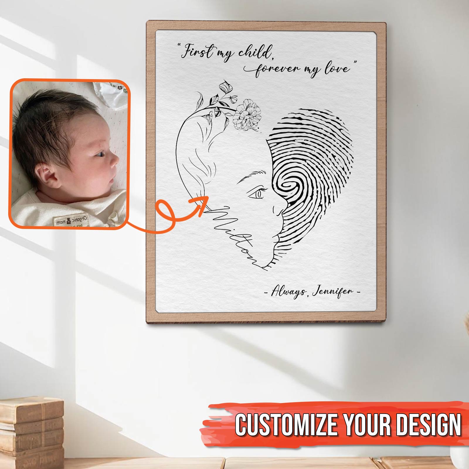 Family - First My Child, Forever My Love - Personalized Wooden Sign