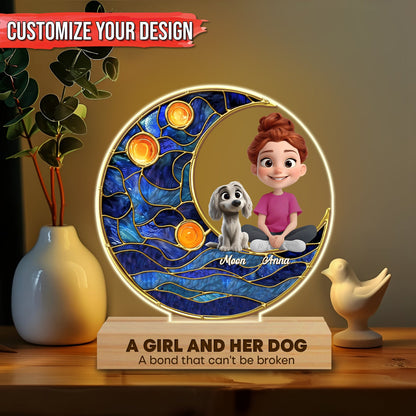 Pet Lover - A Bond Can’t Be Broken - Personalized Circle LED Night Light