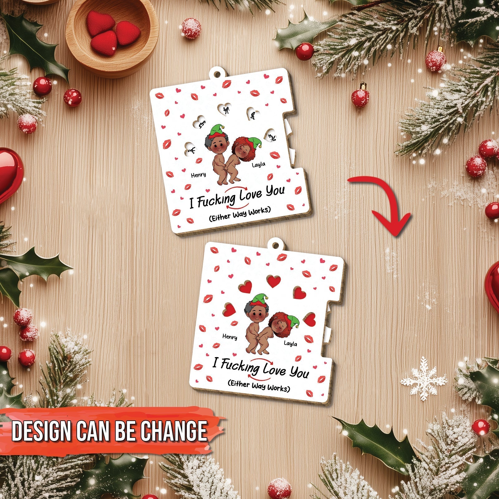 Couple - I Fucking Love You (Either Way Works) - Personalized Rolling Ornament