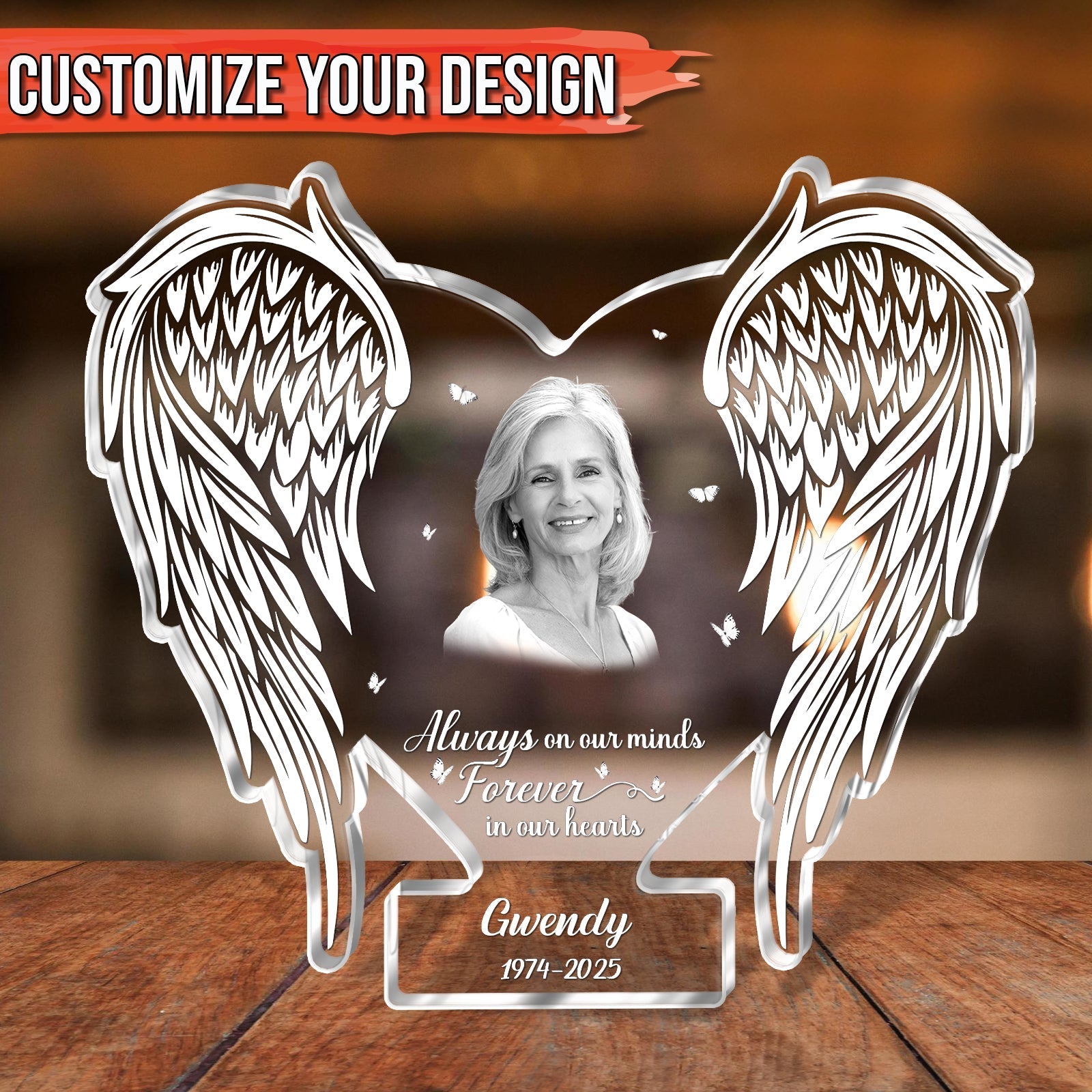 Family - Always On Our Minds Forever In Our Hearts - Personalized Acrylic Photo Plaque