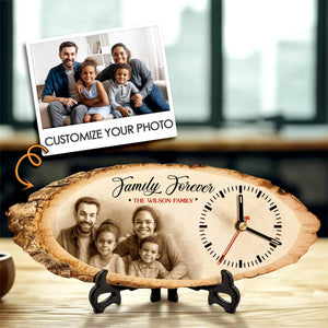 Family Custom Photo - Personalized Wooden Clock