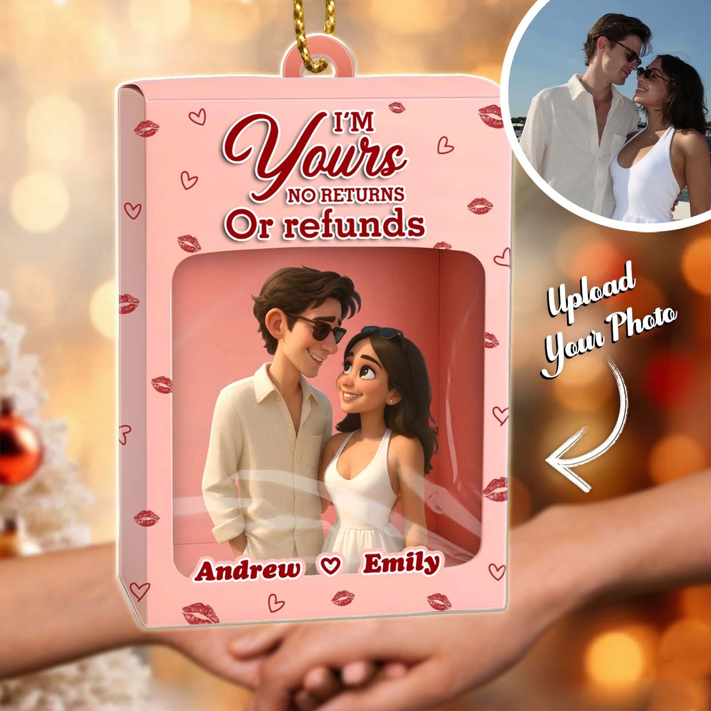 Personalized 3D couple gift box featuring custom names Andrew and Emily for romantic gifting