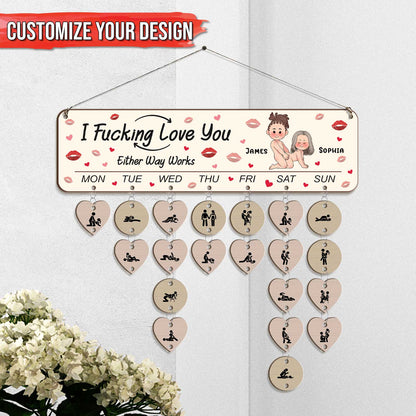 Couple - I Fucking Love You - Personalized Calendar Board Wall Hanging