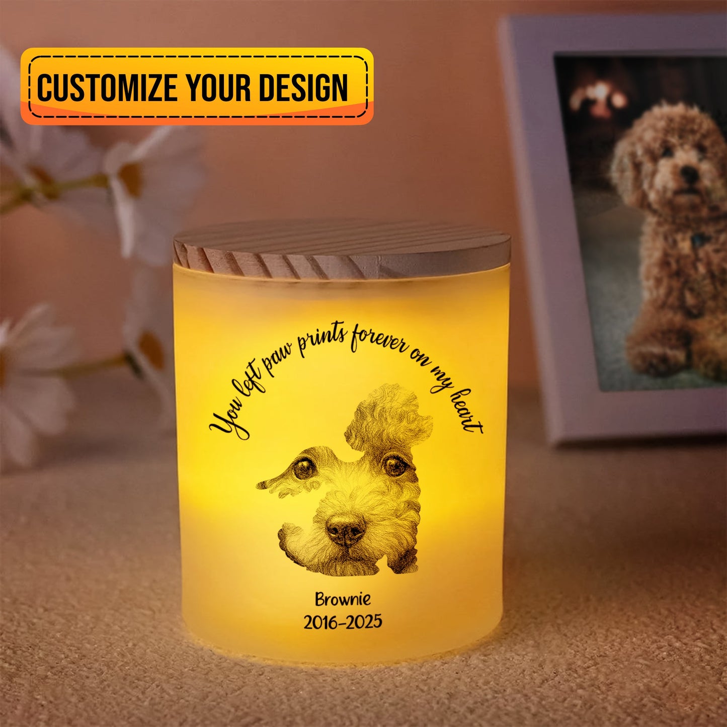 Memorial Gift for Pet Lover - Personalized Candle Jar with LED