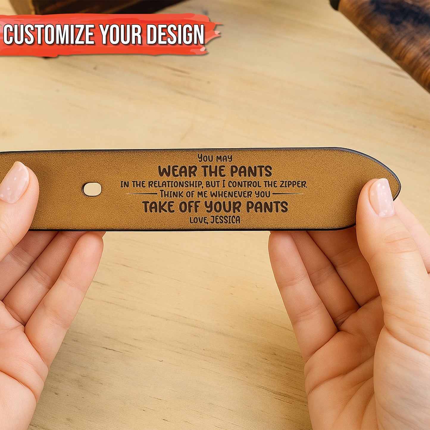 Couple - You Wear the Pants, I Own the Zipper - Personalized Leather Belt