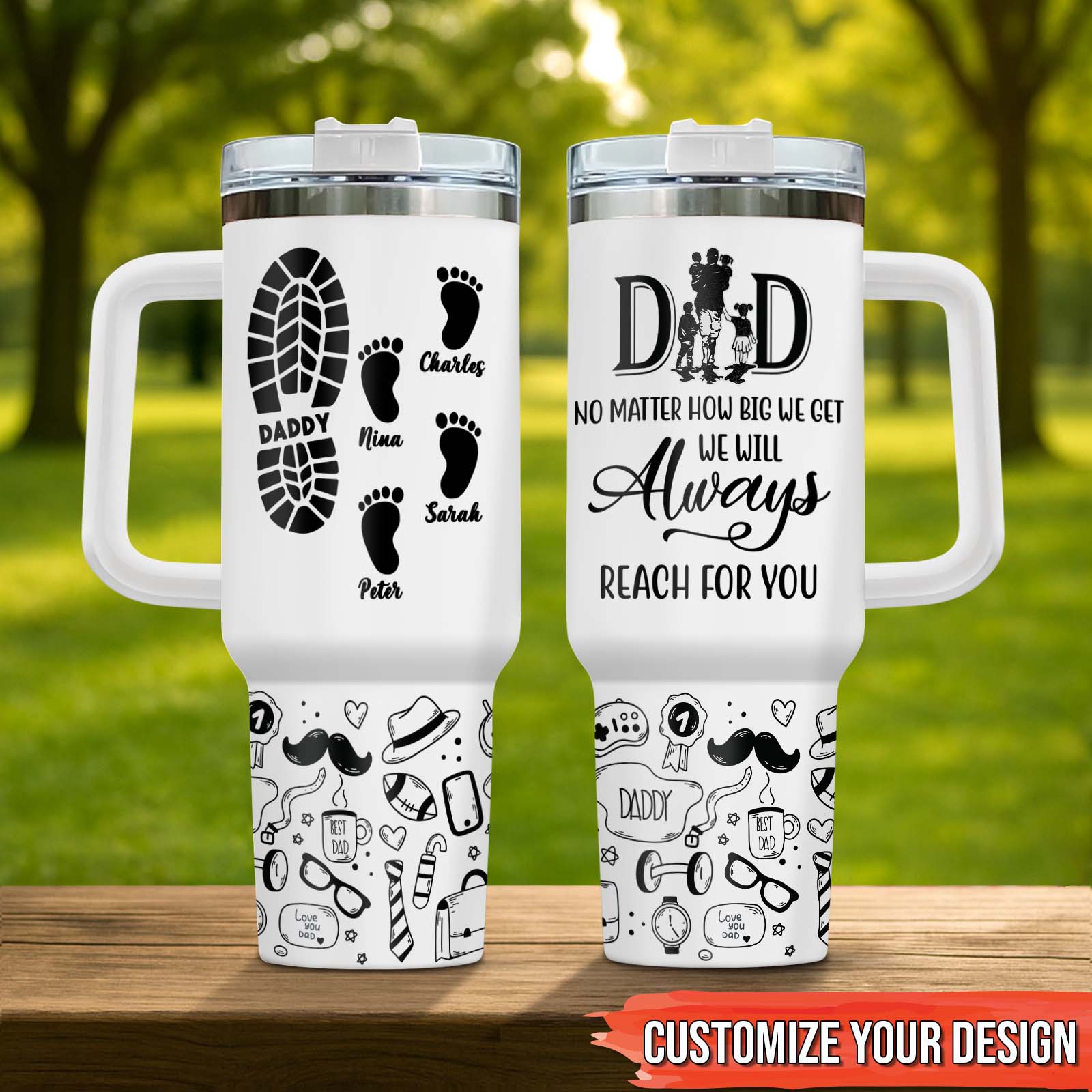 Dad & Children - Dad, No Matter How Big We Get. We Will Always Reach For You - Personalized Tumbler