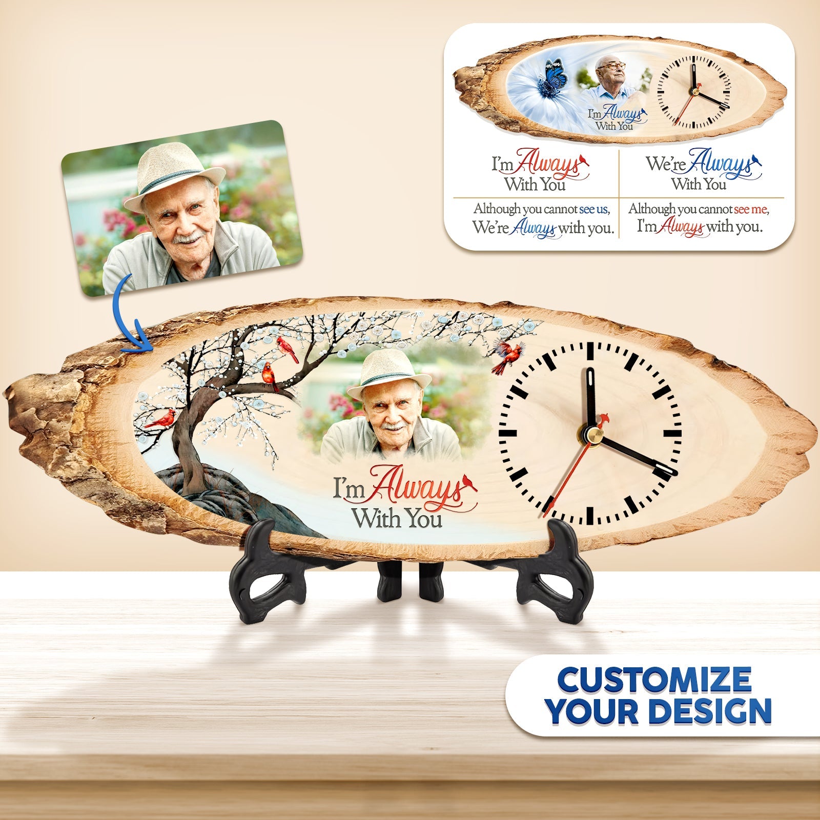 Family - I'm Always With You - Personalized Wooden Clock