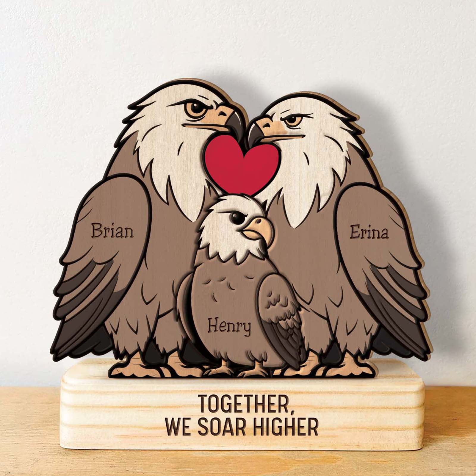 Family - Together, We Soar Higher - Personalized Wooden Puzzle Ver2