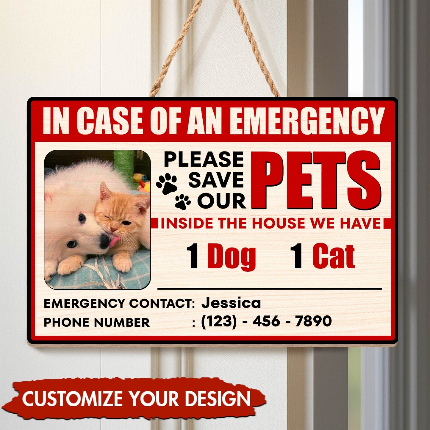 Pet Lover - Please Save Our Pets - Personalized Wooden Door Sign