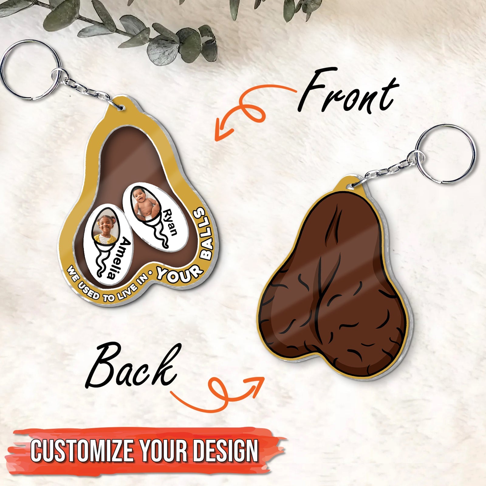 Father - We Used To Live In Your Balls - Personalized Acrylic Shaking Keychain (Ver 2)