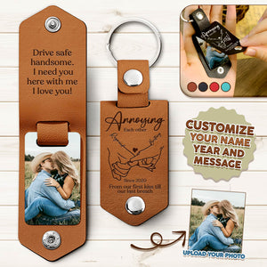 Couple - Annoying Each Other - Personalized Leather Photo Keychain