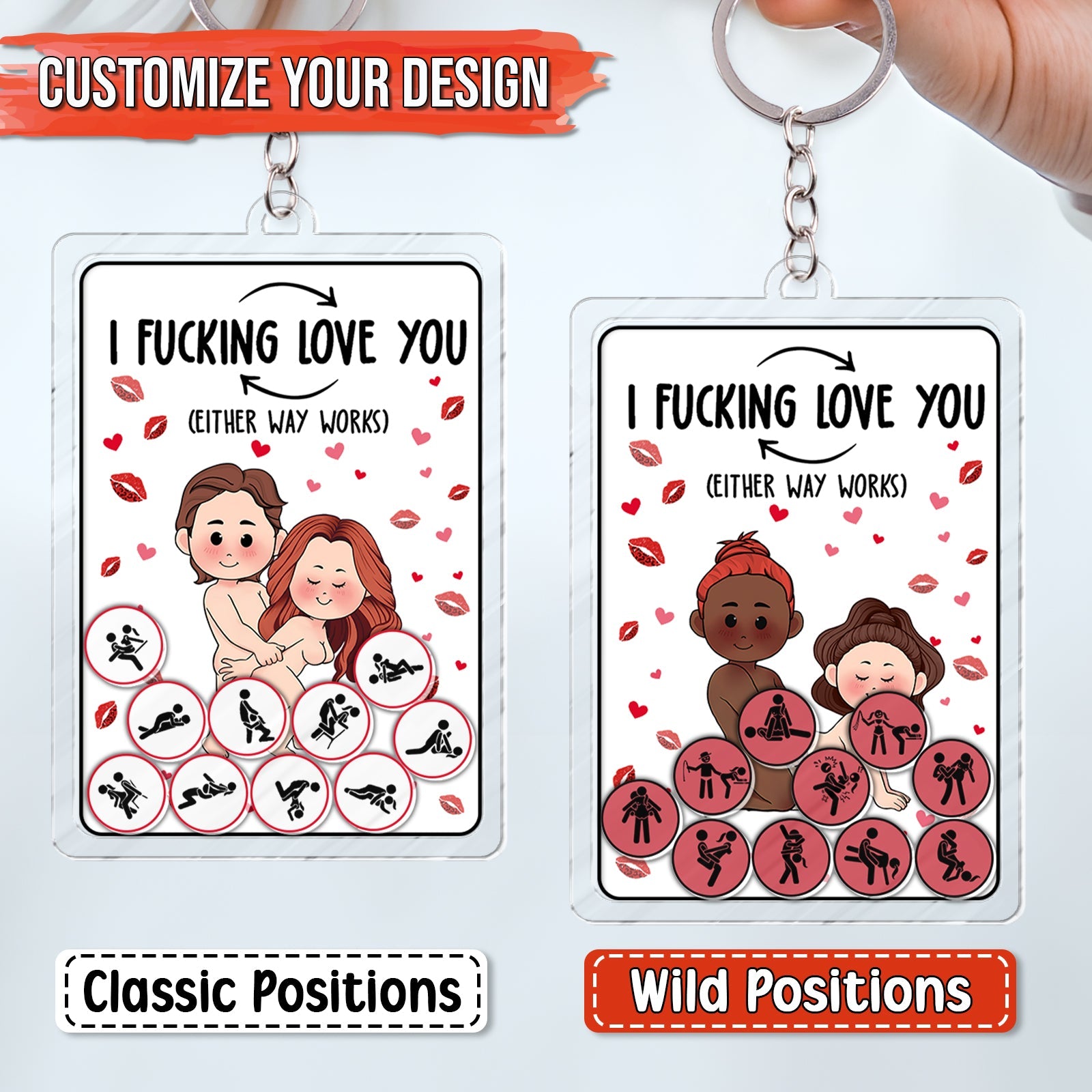 Couple - I F*cking Love You - Personalized Shaking Keychain