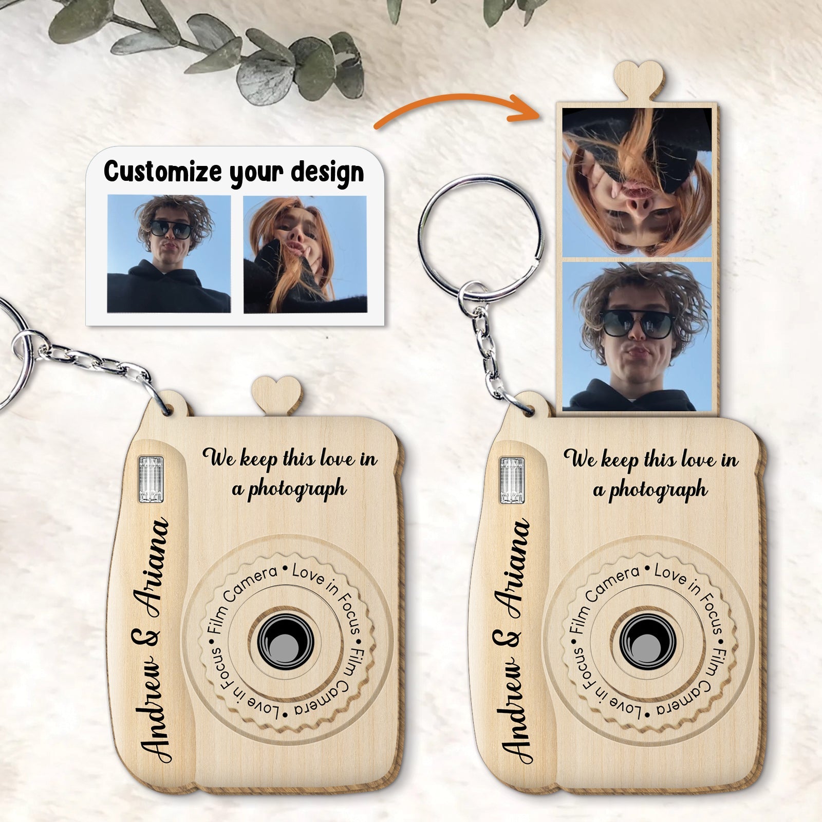 Couple - We Keep This Love In Photograph - Personalized Photo Wooden Slider Keychain