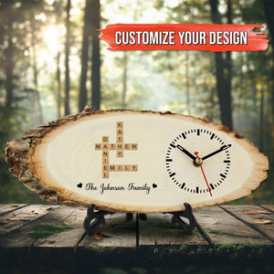 Family - Personalized Crossword Wooden Clock
