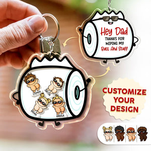 Father - Thanks For Wiping My Butt And Stuff - Personalized Acrylic Shaking Keychain