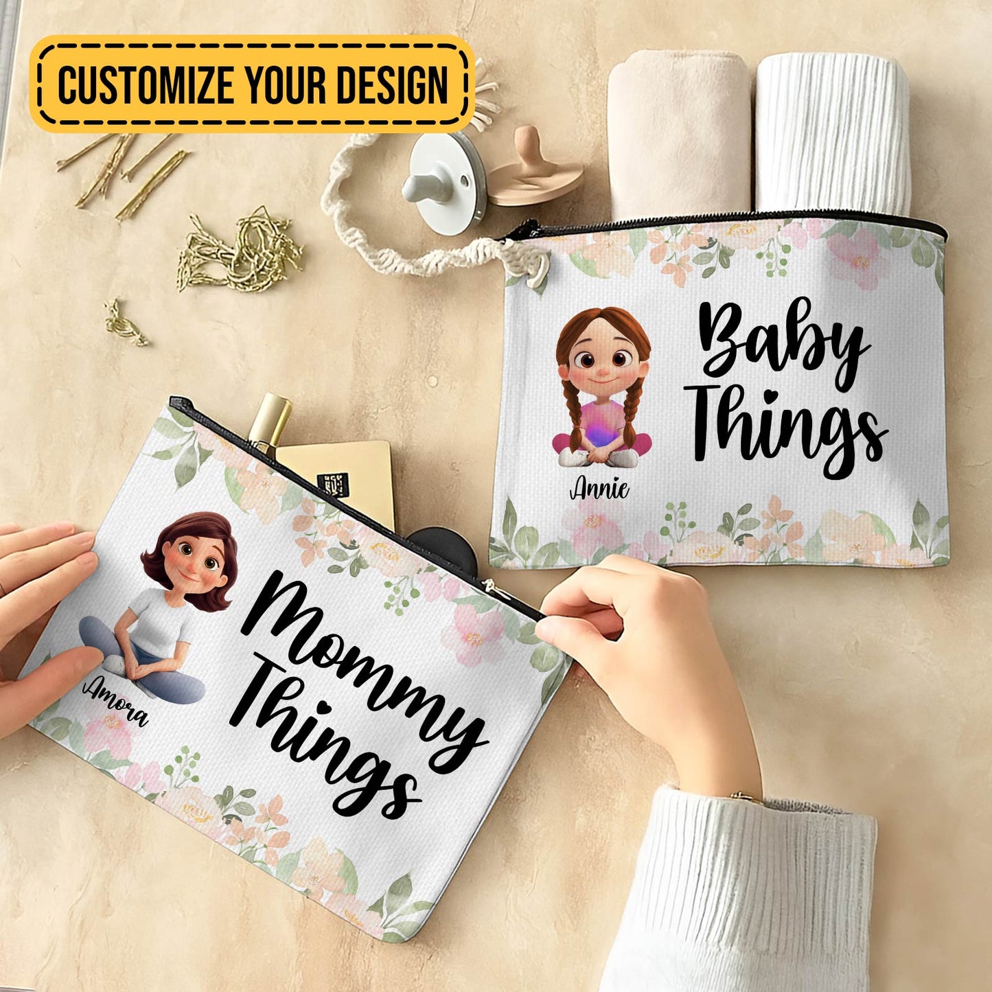 Family - Mommy Baby Things - Personalized Makeup Bag