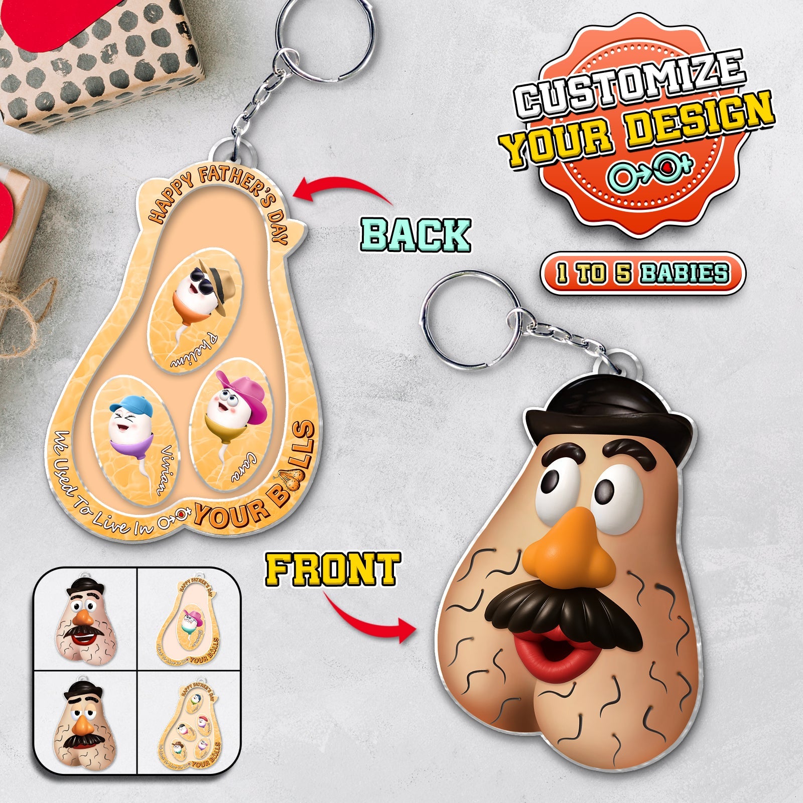 Father - We Used To Live In Your Balls - Personalized Acrylic Shaking Keychain - VER 3