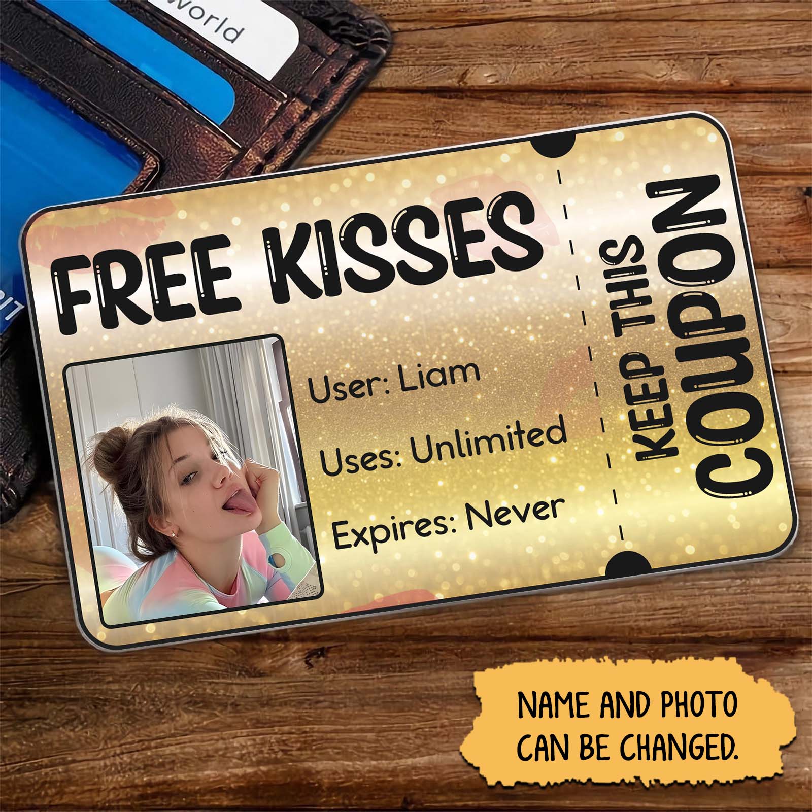 Free Kisses - Personalized Wallet Card