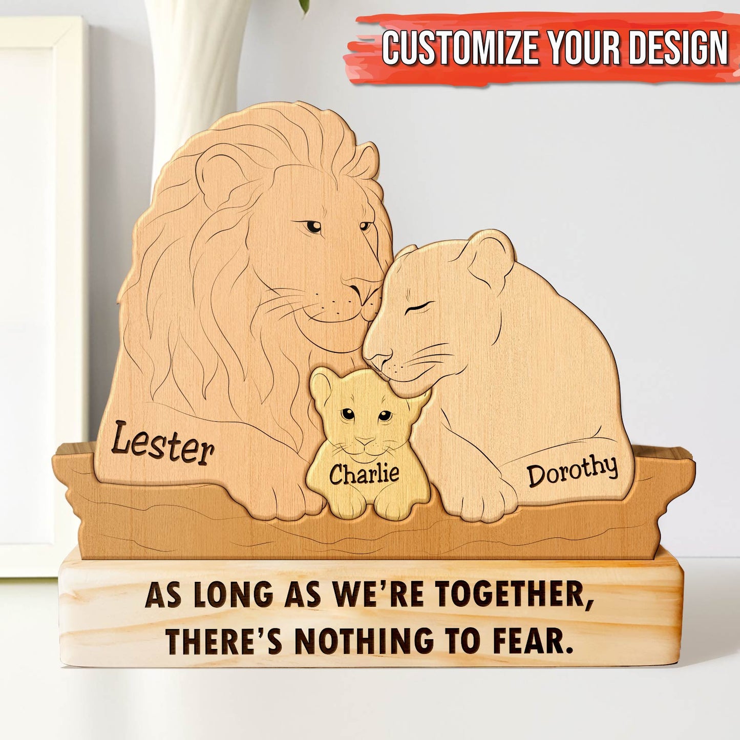 Family - Lion Family - Personalized Wooden Puzzle