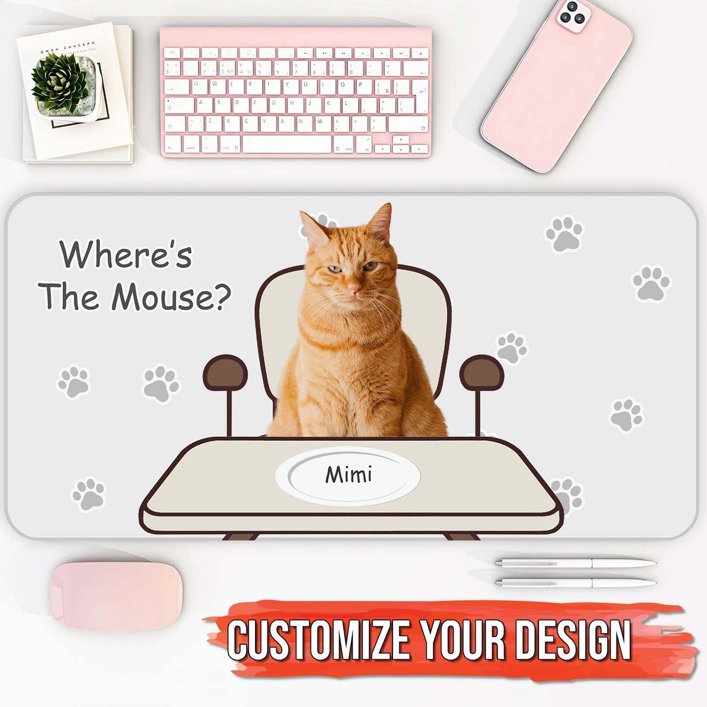 Pet Lover - Waiting For The Mouse - Personalized Mouse Pad