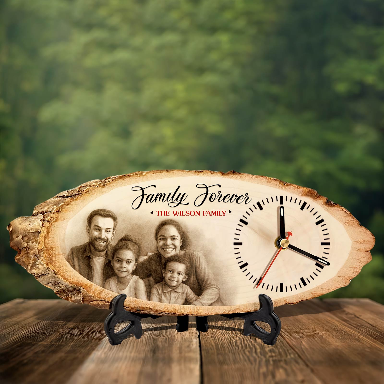 Family Custom Photo - Personalized Wooden Clock