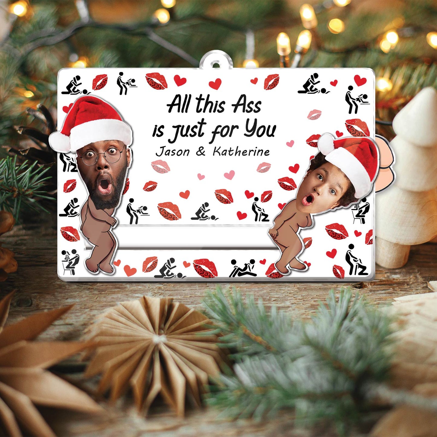 Couple - I Fucking Love You - Personalized Custom Photo Acrylic Slider Ornament