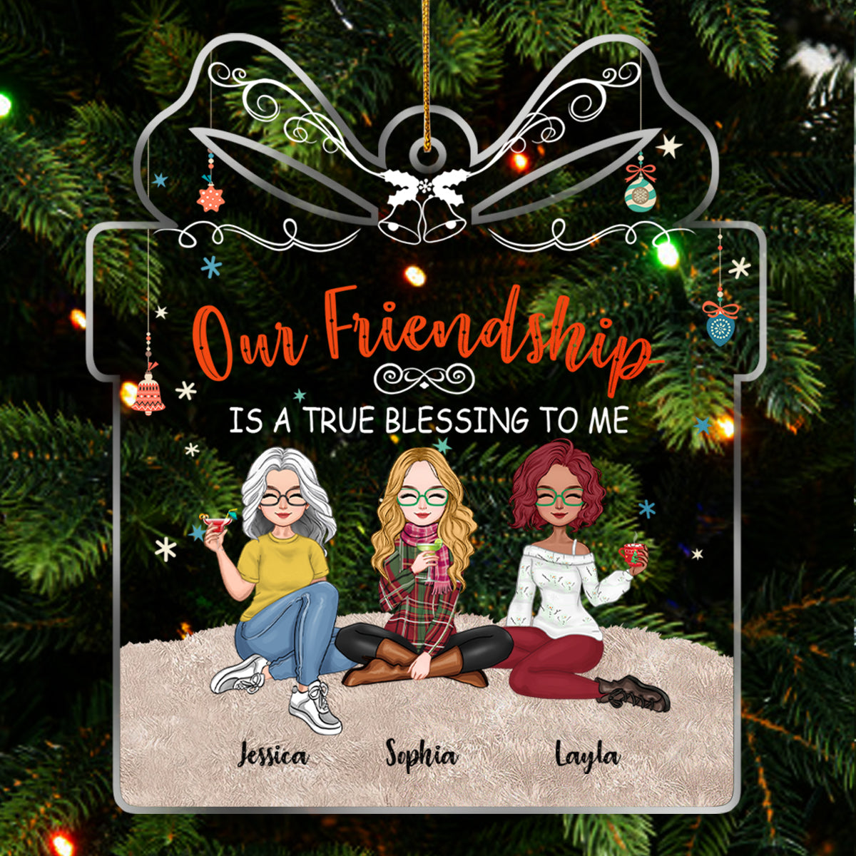 Besties - Our Friendship Is A True Blessing To Me - Personalized Acrylic Ornament (Ver 2)
