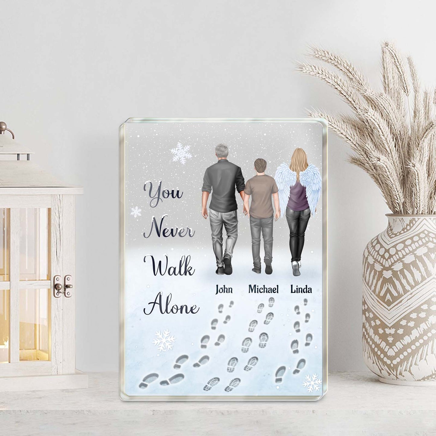 365Gifty Acrylic Block for Family with customized names and footprints design for home decor