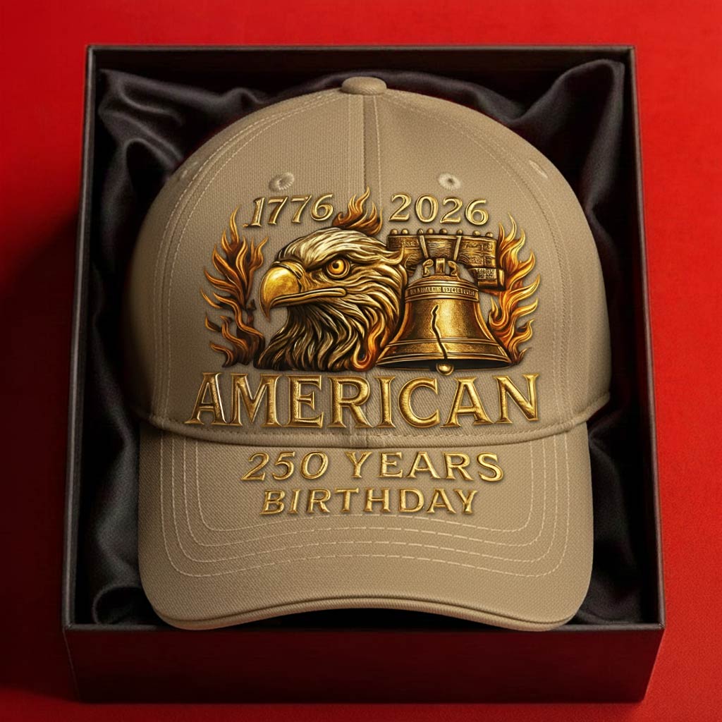 American 250 years commemorative cap featuring an eagle and liberty bell design