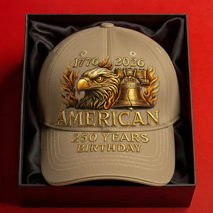 American 250 years commemorative cap featuring an eagle and liberty bell design