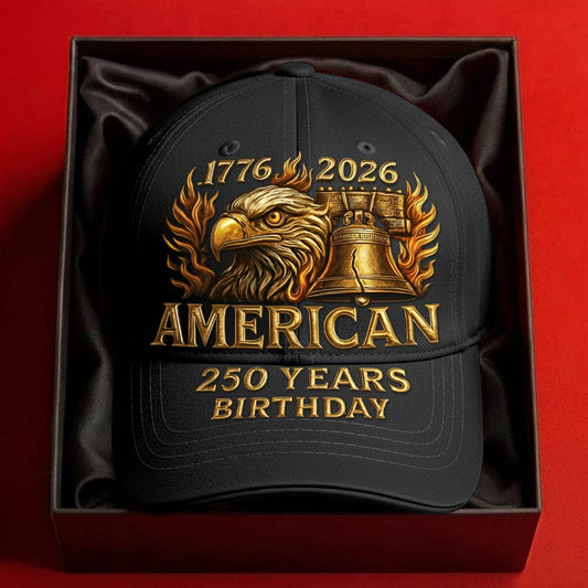American 250 years commemorative cap featuring an eagle and bell design for celebrating the anniversary