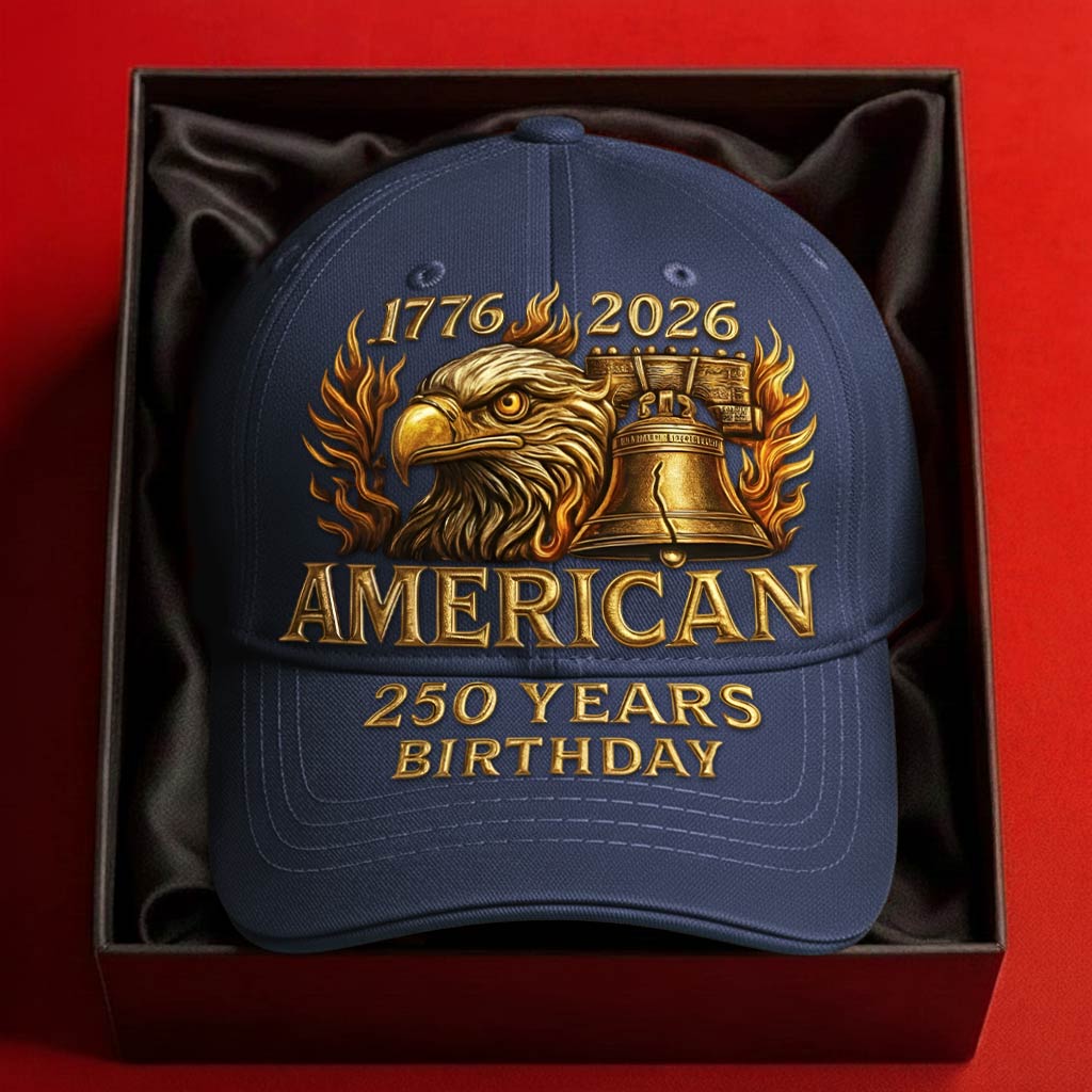 American 250 years commemorative cap with eagle and bell design for patriotic celebrations