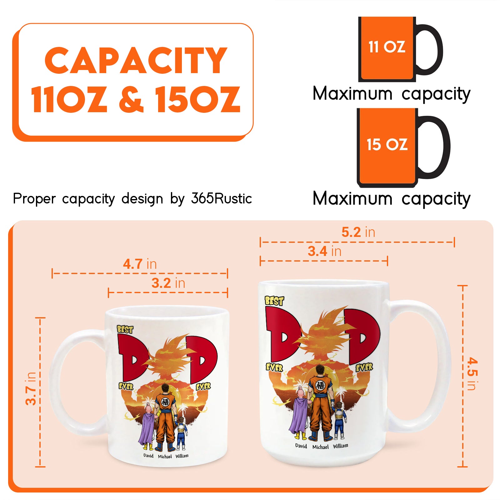 Anime best dad ever mug available in 11oz and 15oz sizes with anime character design