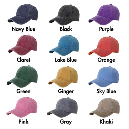 Collection of 12 colorful casual caps in various shades, perfect Halloween gift for dog lovers