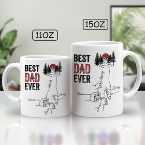 Best dad ever gift mug featuring hand-drawn designs available in two sizes for Father's Day celebrations