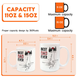 White ceramic mug with forest design and text 'Best Dad Ever Gift Mug' ideal for Father's Day