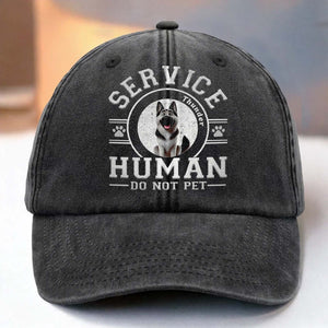 Black cap for pet lover with service human do not pet design and dog graphic on front