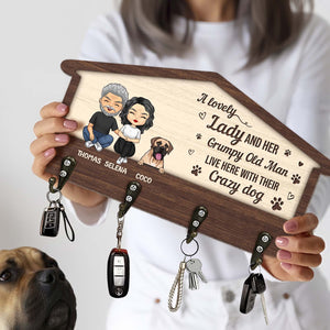 Custom couple key holder with cute design and hooks for keys, perfect for couples and pet lovers
