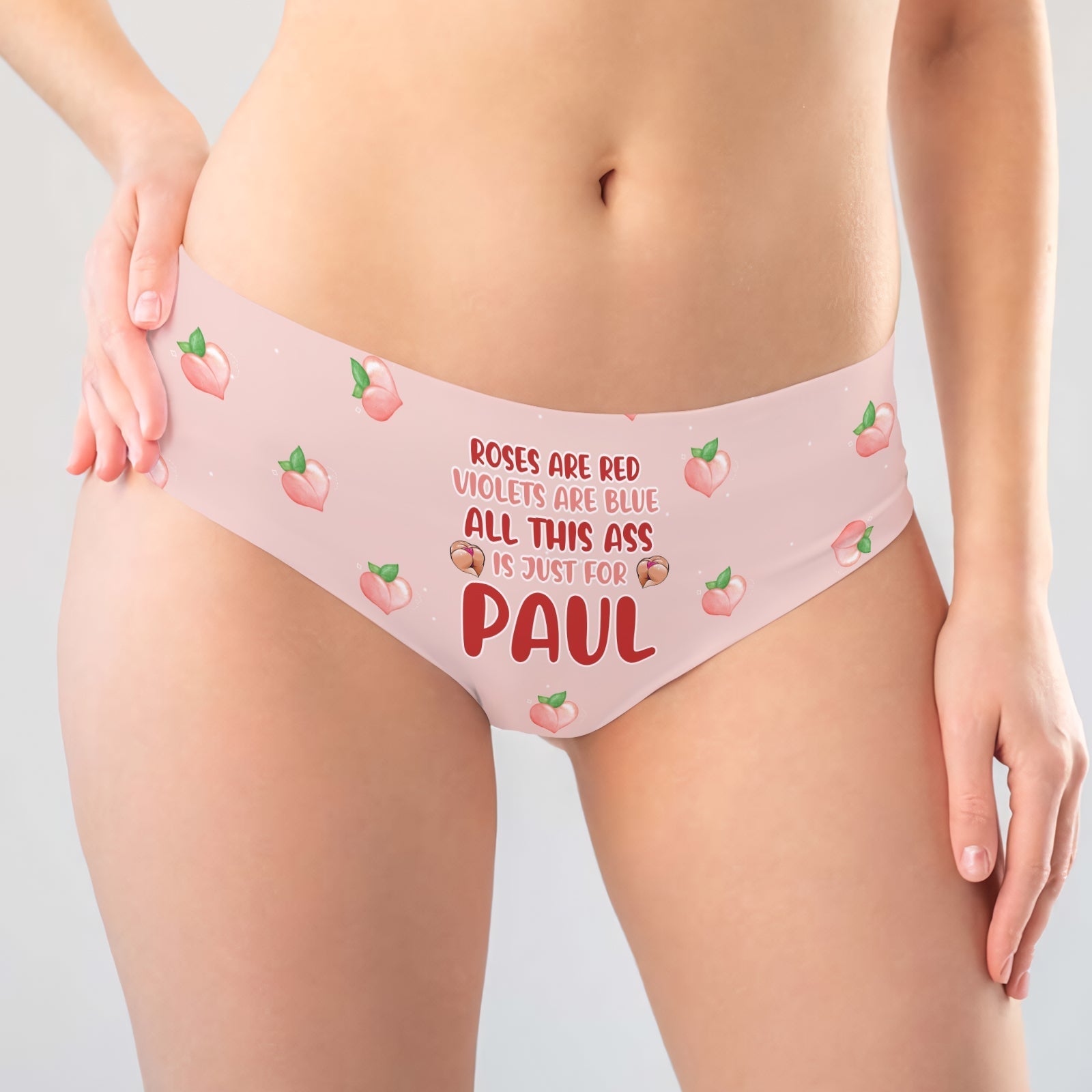Custom couple underwear with a playful design and personalized text for couples