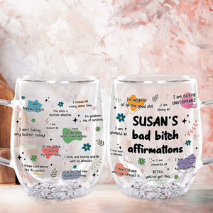 Custom double walled glass for besties featuring affirmations and supportive messages